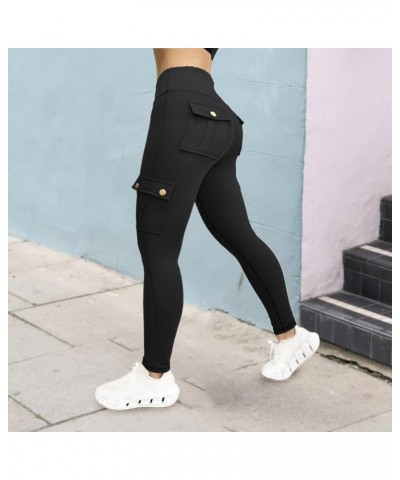 Women Cargo Leggings Lightweight Thin Breathable Active Workout Pants with Multiple Pockets Black 2 $12.19 Leggings