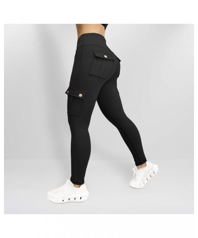 Women Cargo Leggings Lightweight Thin Breathable Active Workout Pants with Multiple Pockets Black 2 $12.19 Leggings