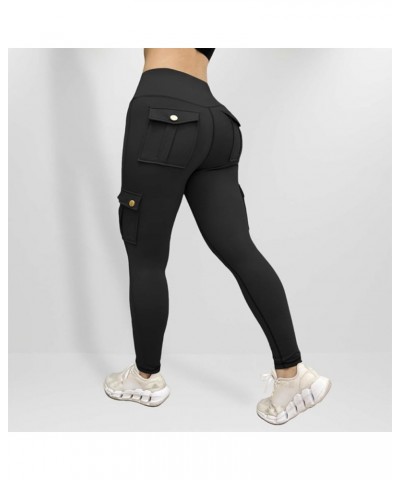 Women Cargo Leggings Lightweight Thin Breathable Active Workout Pants with Multiple Pockets Black 2 $12.19 Leggings