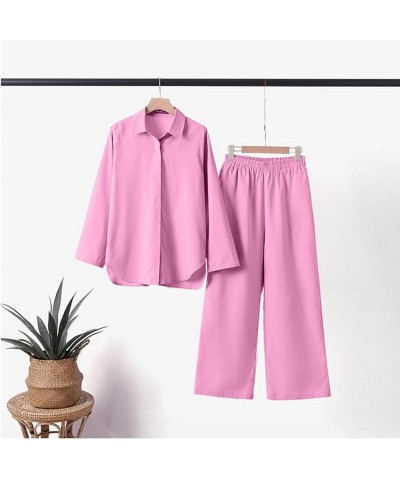 2 Piece Cotton Linen Outfits for Women Summer Dressy Business Work Suits Streetwear Button Down Tops and Pants Suit New-8*pin...