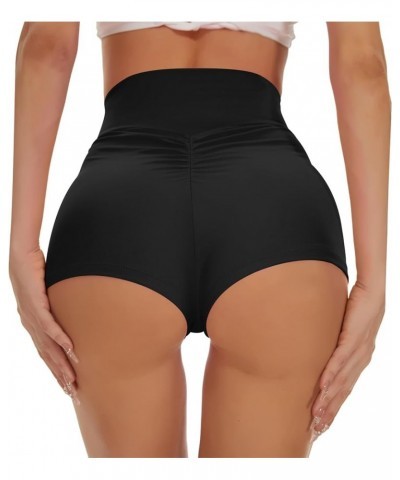 Yoga Booty Shorts Women - Spandex Butt Lifting Gym Workout Shorts High Waisted Hot Dance Pants Ruched Black $9.24 Shorts