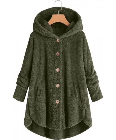 Fleece Jackets for Women Plus Size Button Plush Tops Hooded Patchwork Loose Cardigan Wool Coat Winter Jacket Outwear Q02ag $1...