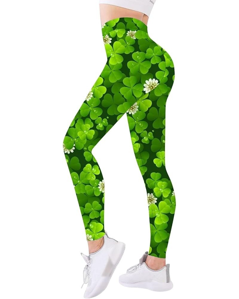 St. Patrick's Day Women's Irish Green Shamrock Leggings Clover Printed Stretchy Yoga Pants High Waisted Saint Tights 0-ag $7....