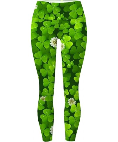 St. Patrick's Day Women's Irish Green Shamrock Leggings Clover Printed Stretchy Yoga Pants High Waisted Saint Tights 0-ag $7....