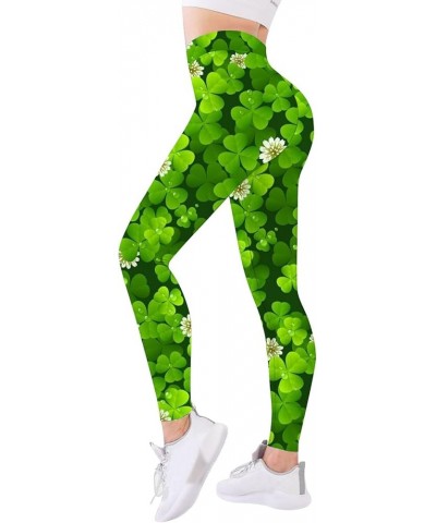 St. Patrick's Day Women's Irish Green Shamrock Leggings Clover Printed Stretchy Yoga Pants High Waisted Saint Tights 0-ag $7....