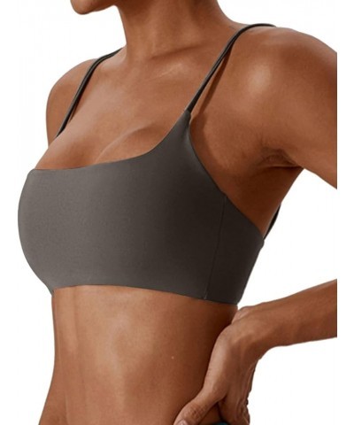 Sports Bra for Women Wirefree Racerback Workout Bras Sexy Thin Straps Yoga Sport Bras with Removable Pads Grey $10.81 Lingerie