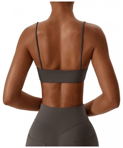 Sports Bra for Women Wirefree Racerback Workout Bras Sexy Thin Straps Yoga Sport Bras with Removable Pads Grey $10.81 Lingerie