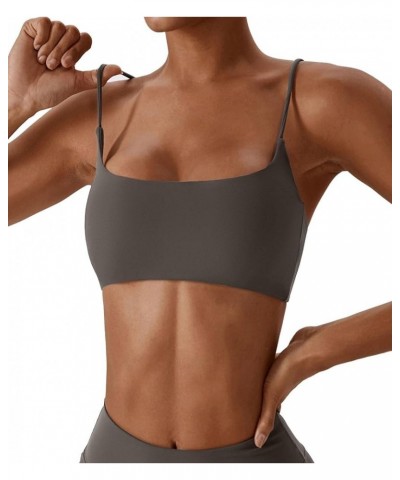 Sports Bra for Women Wirefree Racerback Workout Bras Sexy Thin Straps Yoga Sport Bras with Removable Pads Grey $10.81 Lingerie