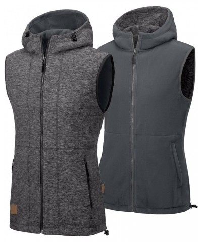 Women's Reversible Lightweight Fleece Vest Warm Sleeveless Jacket for Golf Travel Hiking Charcoal Gray Heather/Lava Smoke $33...