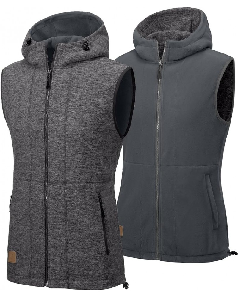 Women's Reversible Lightweight Fleece Vest Warm Sleeveless Jacket for Golf Travel Hiking Charcoal Gray Heather/Lava Smoke $33...