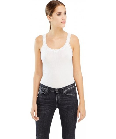 Women's Silk Sleeveless Babette Tank Top Black White $25.38 Tanks