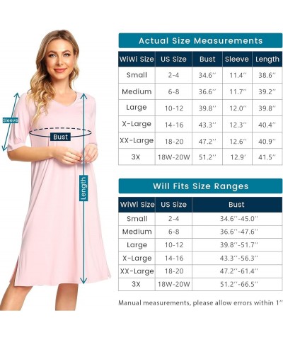 Viscose from Bamboo Nightgowns for Women Short Sleeve Sleep Shirt V Neck Nightgown Plus Size Sleepwear S-4X, C-prussian Blue ...