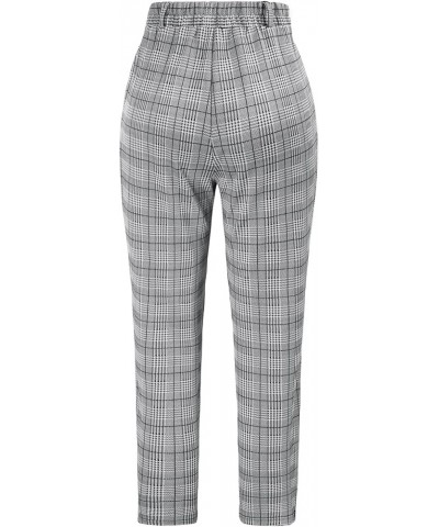 Women's Casual Work Pants with Pockets Elastic Waist Plaid Pants 858-1 $18.04 Pants