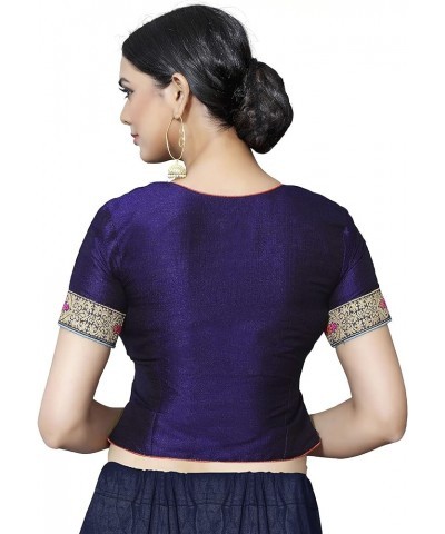 Women's Blouse for Saree Readymade Bollywood Designer New Indian Party Wear Padded Crop Top Choli Purple 2 $25.20 Blouses