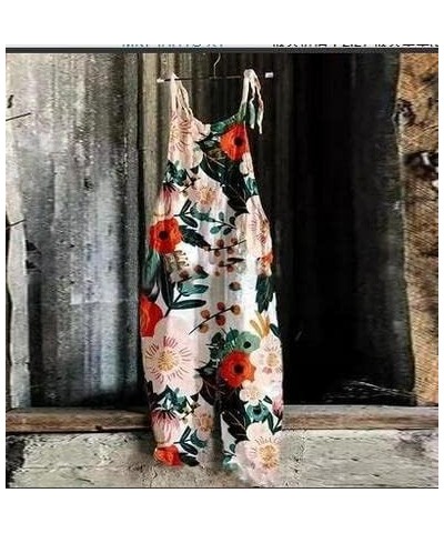 Women Jumpsuits Casual One Piece Floral Watercolor Graffiti Print Boho Bib Overalls Wide Leg Romper 33 $12.50 Rompers