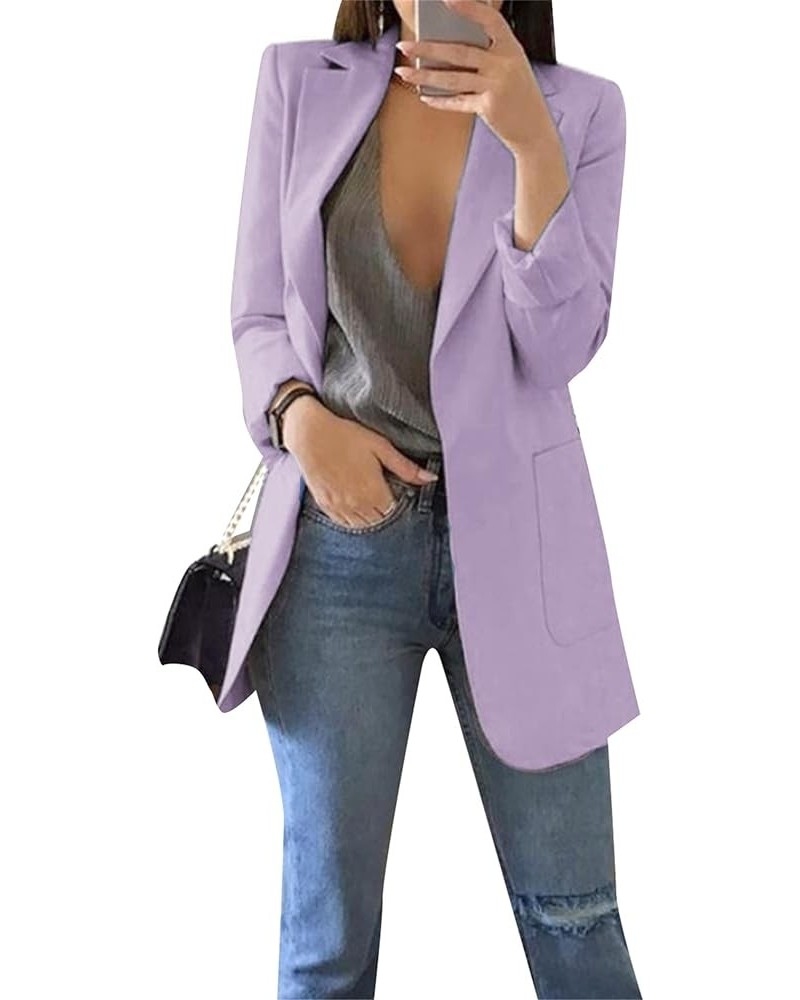 Womens Work Casual Oversized Blazers Long Sleeve Open Front Office Business Jackets Light Purple $16.80 Blazers