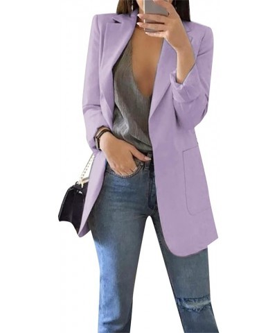 Womens Work Casual Oversized Blazers Long Sleeve Open Front Office Business Jackets Light Purple $16.80 Blazers