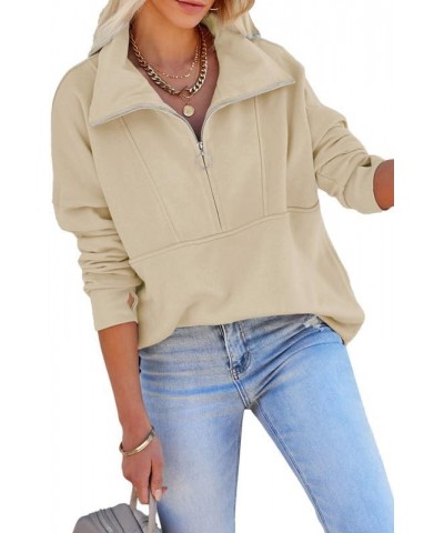 Women's Hoodies Sweatshirt Quarter Half Zip Up Pullover Lightweight Jacket Sweatshirt with Pockets for Women Khaki $18.89 Hoo...