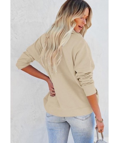 Women's Hoodies Sweatshirt Quarter Half Zip Up Pullover Lightweight Jacket Sweatshirt with Pockets for Women Khaki $18.89 Hoo...