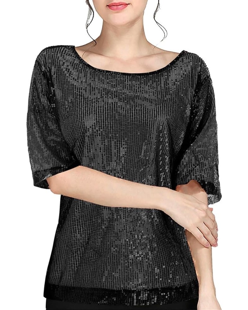 Sleeve Shirt Blouse Fashion Casual Sequins Party Top Tops Women Shirt Crop Coctail Women's Blouse Ladies Long Black $9.98 Blo...