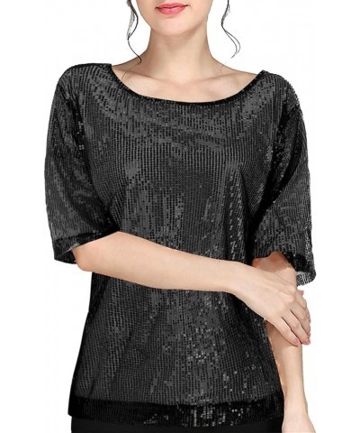 Sleeve Shirt Blouse Fashion Casual Sequins Party Top Tops Women Shirt Crop Coctail Women's Blouse Ladies Long Black $9.98 Blo...