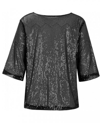 Sleeve Shirt Blouse Fashion Casual Sequins Party Top Tops Women Shirt Crop Coctail Women's Blouse Ladies Long Black $9.98 Blo...