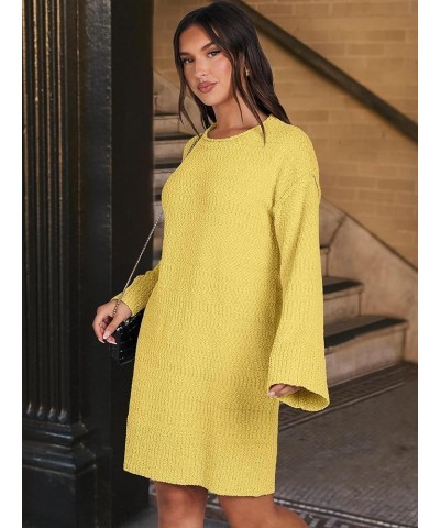 Women Casual Crewneck Long Sleeve Oversized Chunky Sweater Mini Dress Winter Loose Slouchy Soft Tunic Yellow $18.90 Sweaters