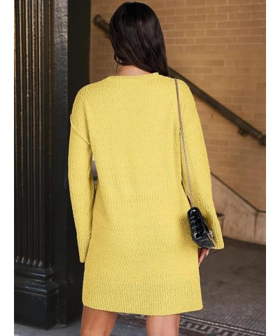 Women Casual Crewneck Long Sleeve Oversized Chunky Sweater Mini Dress Winter Loose Slouchy Soft Tunic Yellow $18.90 Sweaters