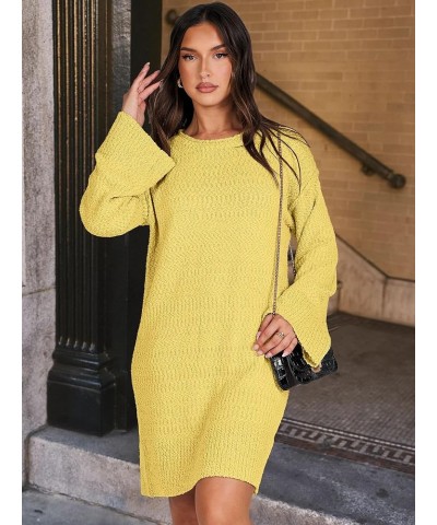 Women Casual Crewneck Long Sleeve Oversized Chunky Sweater Mini Dress Winter Loose Slouchy Soft Tunic Yellow $18.90 Sweaters