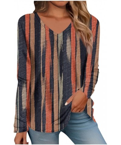 Women Blouses Spring Basic Tops Long Sleeve Dressy Shirts Cute V Neck Clothes Retro Loose Casual Outfit 1-navy $11.39 T-Shirts