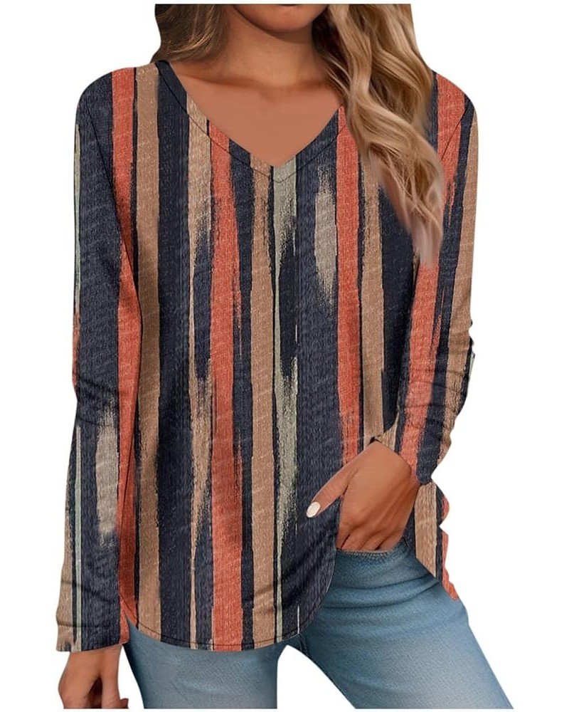 Women Blouses Spring Basic Tops Long Sleeve Dressy Shirts Cute V Neck Clothes Retro Loose Casual Outfit 1-navy $11.39 T-Shirts