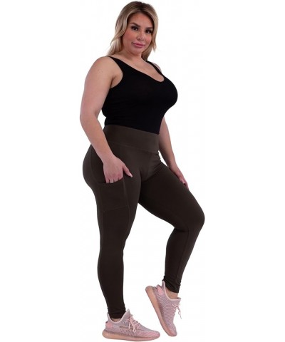 Womens Winter High Waist Fleece Lined Leggings Warm Cozy Tights Yoga Pants Plussize:sidephonepockets:olive $13.08 Leggings