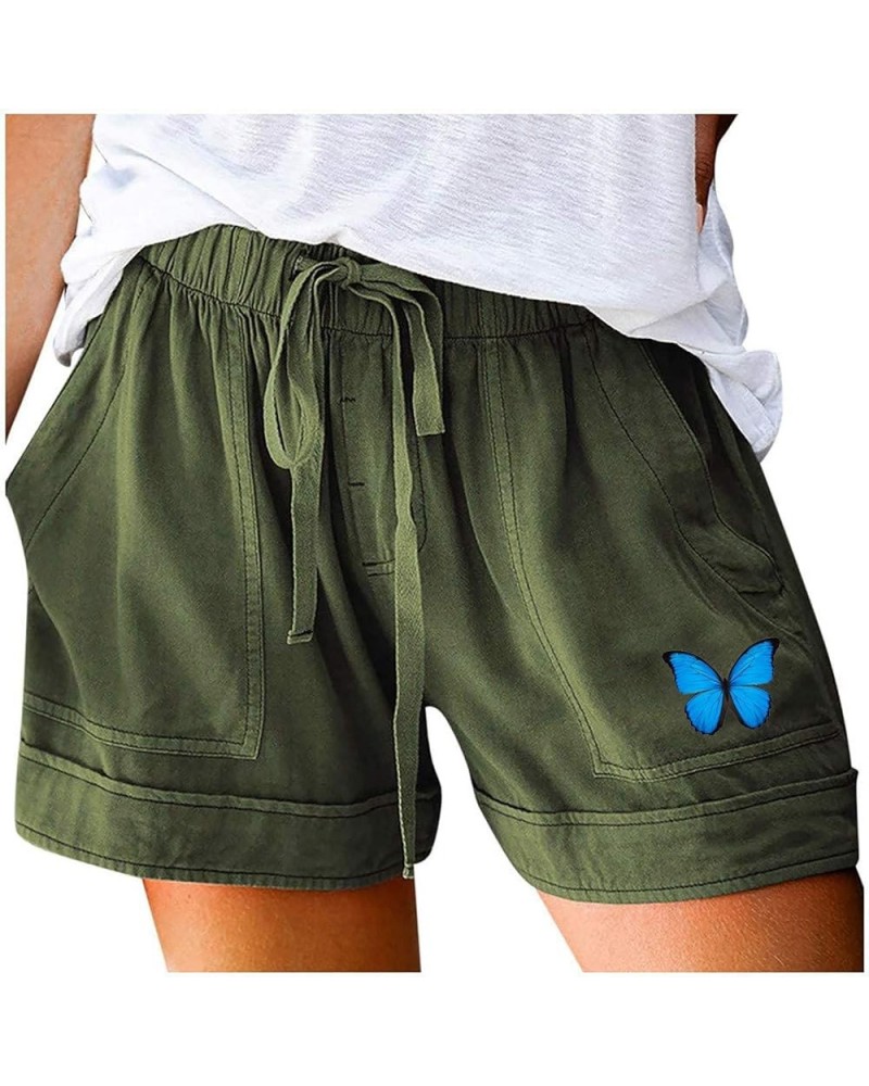 Cotton Shorts for Women Dressy Summer Summer Shorts Stretchy Stylish Breathable Lounge Shorts with Pockets 29-green $6.47 Uni...