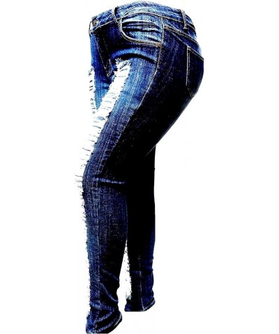 Womens Plus Size Distressed Ripped Blue Skinny Denim Jeans Pants Super Plus Size Dk Blue Ripped Jeans N629 $13.14 Jeans