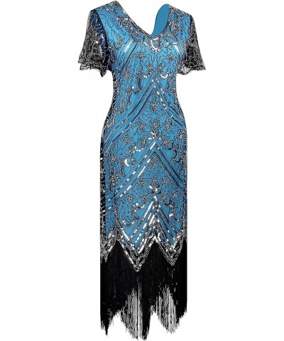 Stone Women Gatsby Cocktail Flapper Plus Dress 20S Headband Accessories Set Style 2 Lake Blue $26.35 Dresses