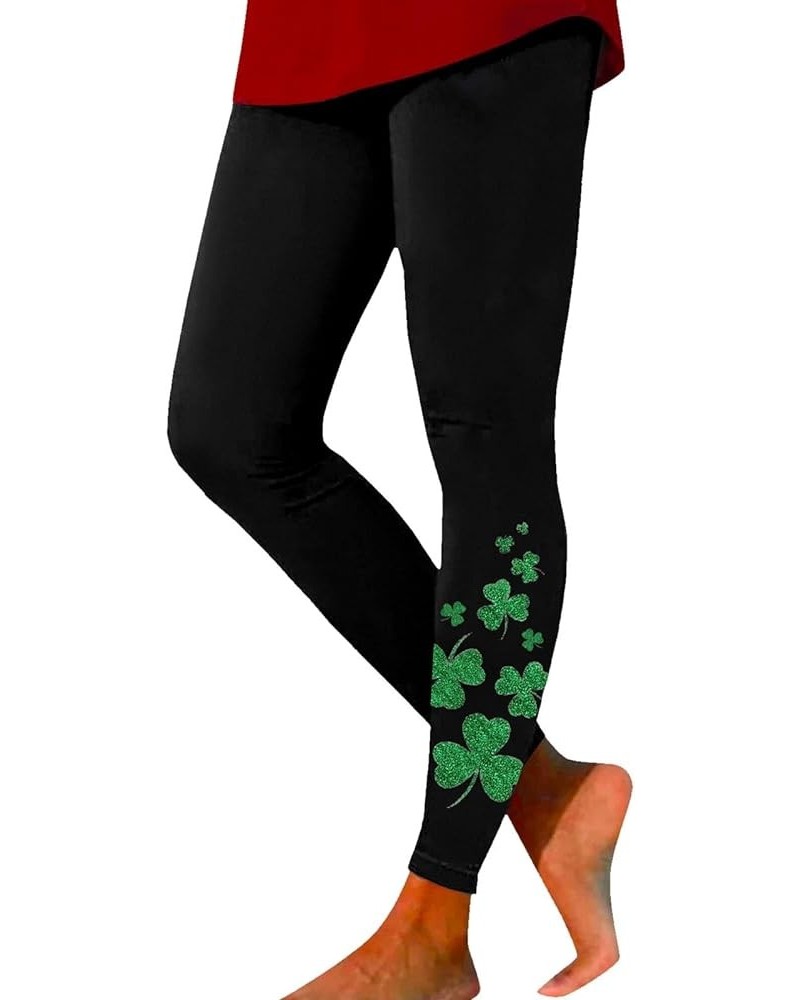 St. Patrick's Day Women's Irish Green Shamrock Leggings Clover Printed Stretchy Yoga Pants High Waisted Saint Tights Hot Pink...