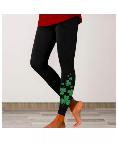 St. Patrick's Day Women's Irish Green Shamrock Leggings Clover Printed Stretchy Yoga Pants High Waisted Saint Tights Hot Pink...