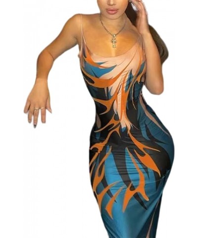 3D Body Print Maxi Dress Y2K Bodycon Long Dress Night Club Outfits Baddie Streetwear Y2k Clothing Sexy Summer Dress Blue $12....