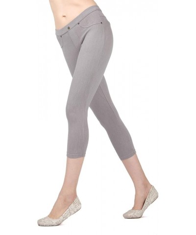 Chino Capri-Length Cotton Blend Leggings Steeple Gray $17.95 Leggings