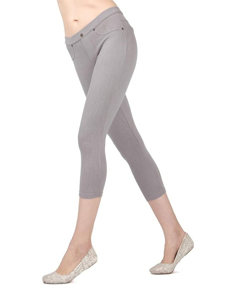 Chino Capri-Length Cotton Blend Leggings Steeple Gray $17.95 Leggings