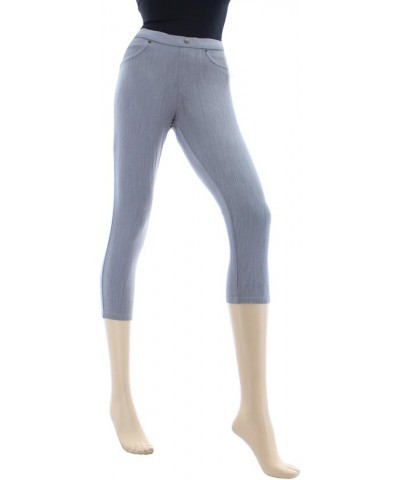 Chino Capri-Length Cotton Blend Leggings Steeple Gray $17.95 Leggings