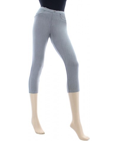 Chino Capri-Length Cotton Blend Leggings Steeple Gray $17.95 Leggings