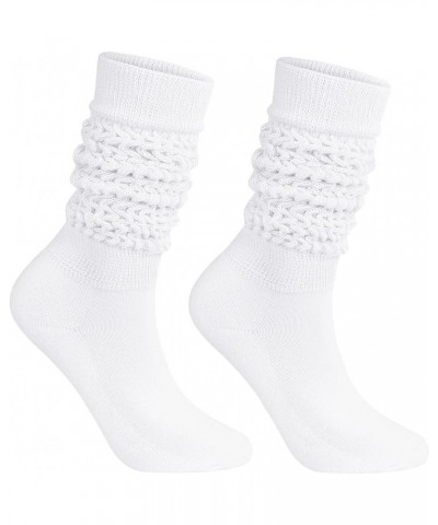 Winter Knee High Slouch Socks for Women Soft Extra Long Scrunch Sock Slouch Boot Socks White $12.09 Activewear