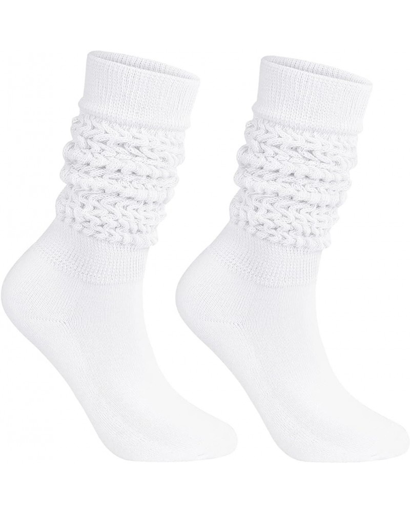 Winter Knee High Slouch Socks for Women Soft Extra Long Scrunch Sock Slouch Boot Socks White $12.09 Activewear