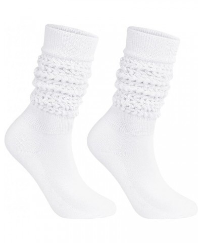 Winter Knee High Slouch Socks for Women Soft Extra Long Scrunch Sock Slouch Boot Socks White $12.09 Activewear