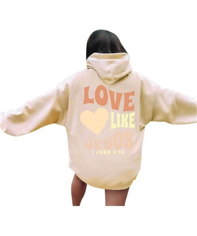 Christian Hoodies For Women Love Like Jesus Letter Graphic Oversized Long Sleeve Jesus Faith Y2K Hooded Sweatshirts Pullover ...