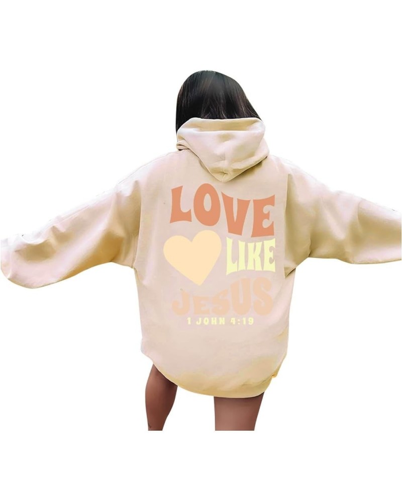 Christian Hoodies For Women Love Like Jesus Letter Graphic Oversized Long Sleeve Jesus Faith Y2K Hooded Sweatshirts Pullover ...