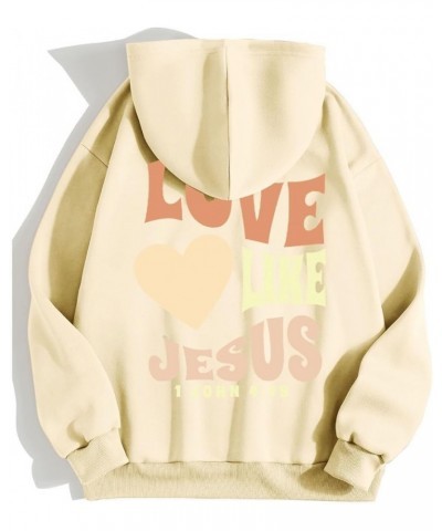 Christian Hoodies For Women Love Like Jesus Letter Graphic Oversized Long Sleeve Jesus Faith Y2K Hooded Sweatshirts Pullover ...