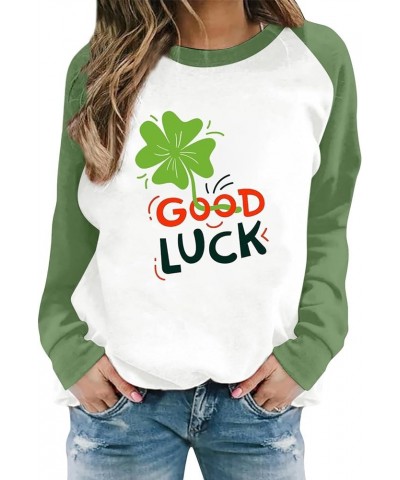 St Patricks Day Shirt Women Womens Casual Long Sleeve Crew Neck Printed Pullover Hoodless Womens Hood Sweaters Z - St Patrick...