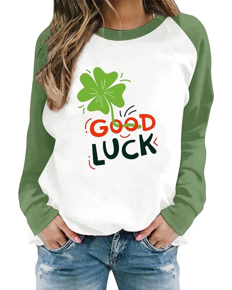 St Patricks Day Shirt Women Womens Casual Long Sleeve Crew Neck Printed Pullover Hoodless Womens Hood Sweaters Z - St Patrick...